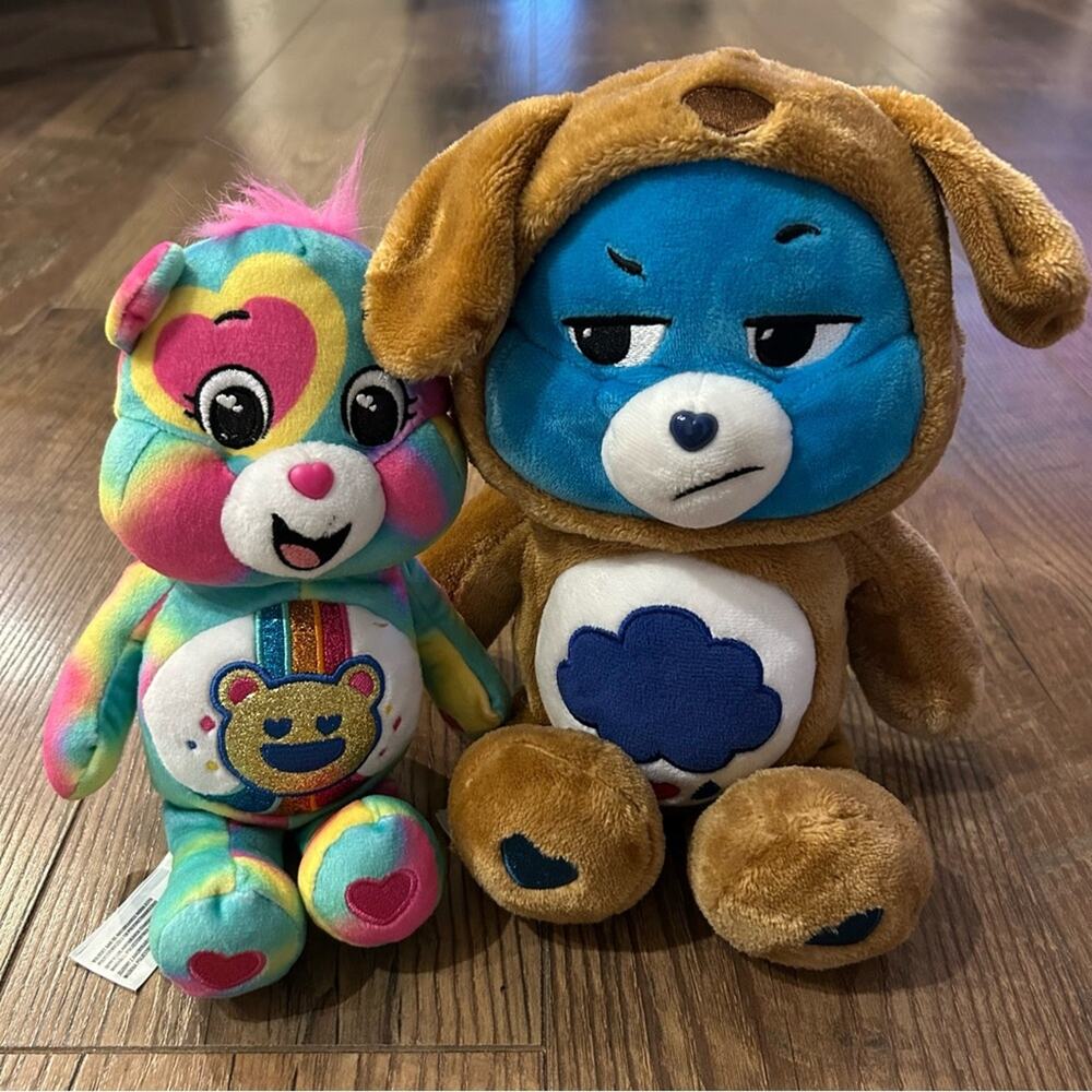Care Bares Grumpy Bear Dog Puppy Hoodie & Good Vibes Bear Animal Plush Toys